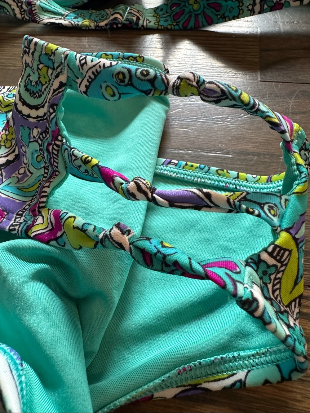 Aerie Turquoise Paisley Two-Piece Bikini Set 34D top small bottoms - Picture 3 of 6